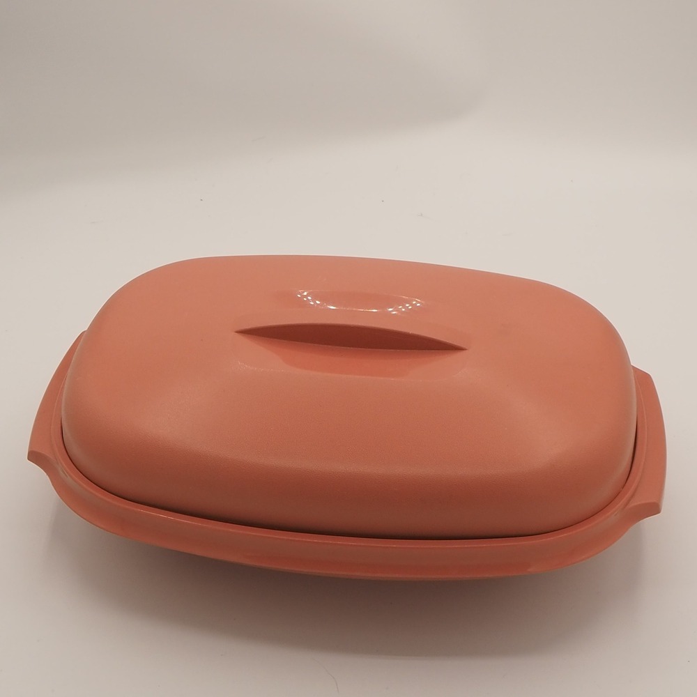 Tupperware Vintage Microwave Food Steamer 6 Cup Dusty Rose & Recipe Cards 1273-6